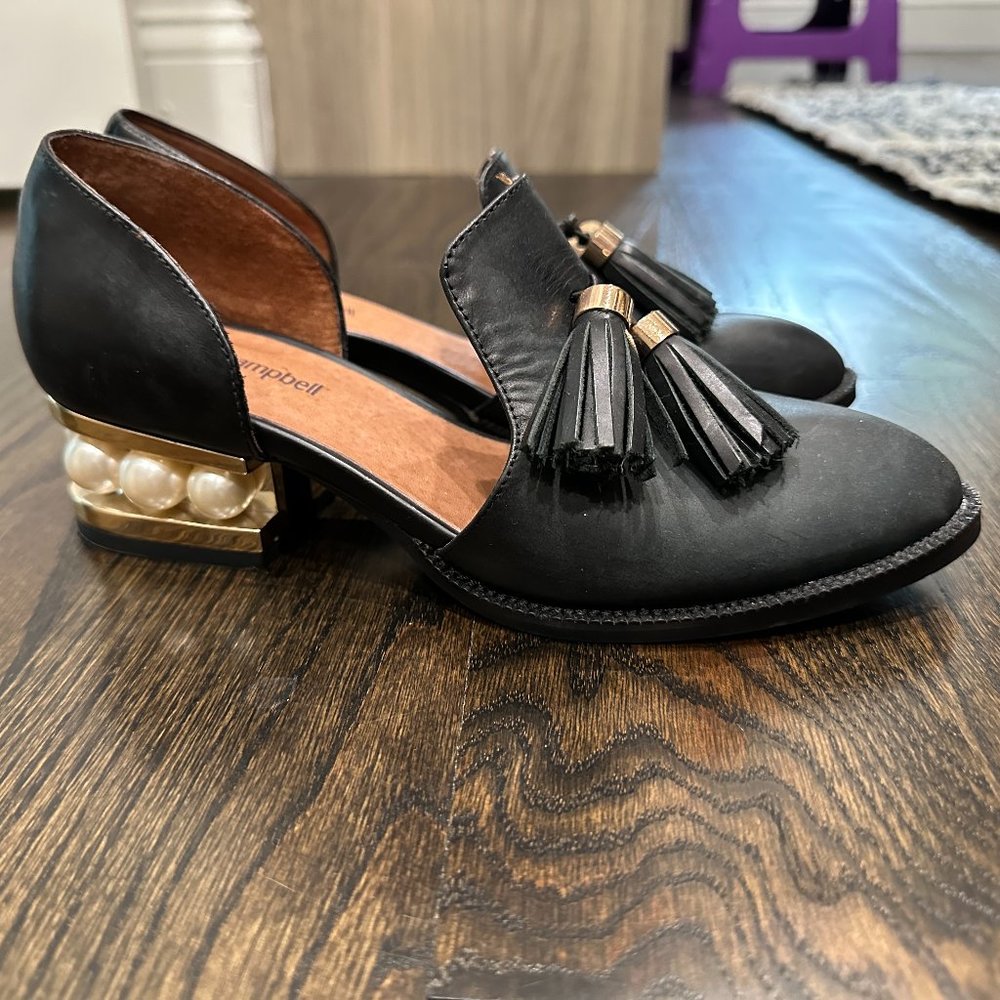 Jeffrey Campbell Black Civil Pearl Heel Loafer - Picture 3 of 4